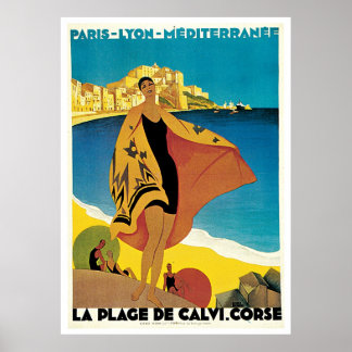 Póster vintage La Plage de Calvi: Roger Broders ポスター