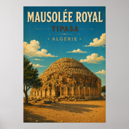 Poster vintage Mausolée Royal de Tipasa - Algérie ポスター