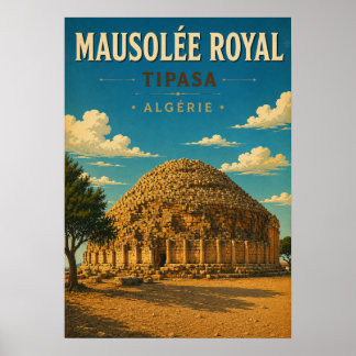 Poster vintage Mausolée Royal de Tipasa - Algérie ポスター