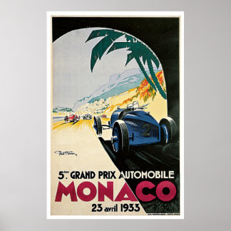 Poster Vintage Monaco Grand Prix 1933 ポスター