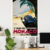 Poster Vintage Monaco Grand Prix 1933 ポスター (ホームオフィス)