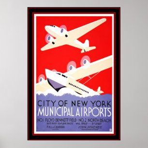 Poster Vintage Travel New York Airports ポスター