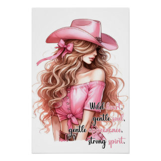 Poster "Wild Heart, Gentle Soul" – Cowgirl-Design  ポスター