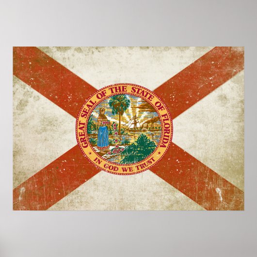 Poster with Distressed Flag from Florida ポスター (正面)