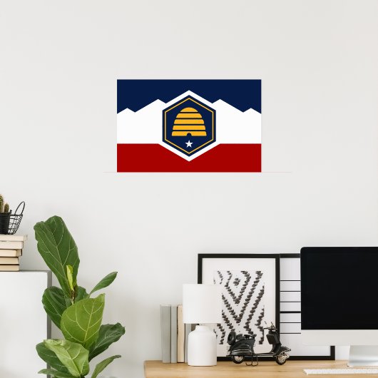 Poster with Flag of Utah, USA ポスター (ホームオフィス)