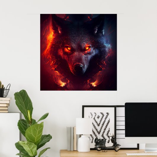 Poster Wolf Fire ポスター (ホームオフィス)