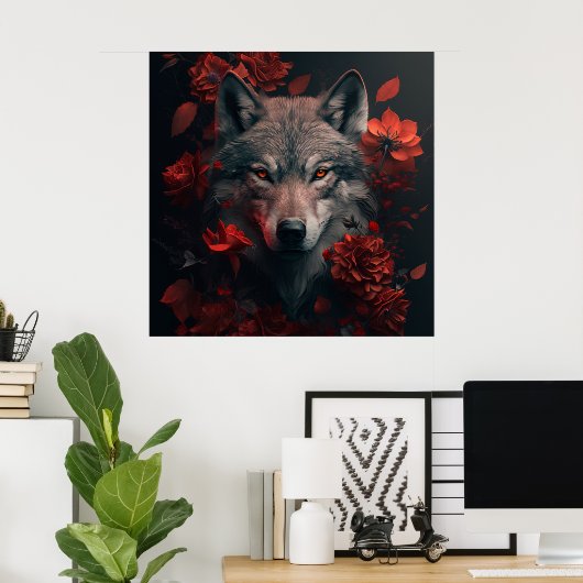 Poster Wolf Fleur ポスター (ホームオフィス)