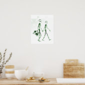 Poster- X-Ray Skeleton Couple Traveling Green ポスター (キッチン)