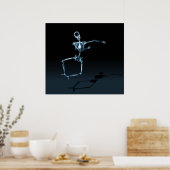 POSTER - X-RAY SKELETON JOY LEAP BLK BLUE ポスター (キッチン)