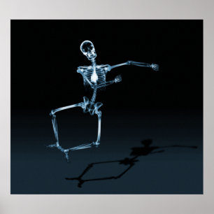 POSTER - X-RAY SKELETON JOY LEAP BLK BLUE ポスター