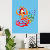 Poster Yoga  Meditation Rainbow Woman Silouete ポスター (ホームオフィス)