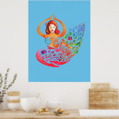 Poster Yoga  Meditation Rainbow Woman Silouete ポスター (キッチン)