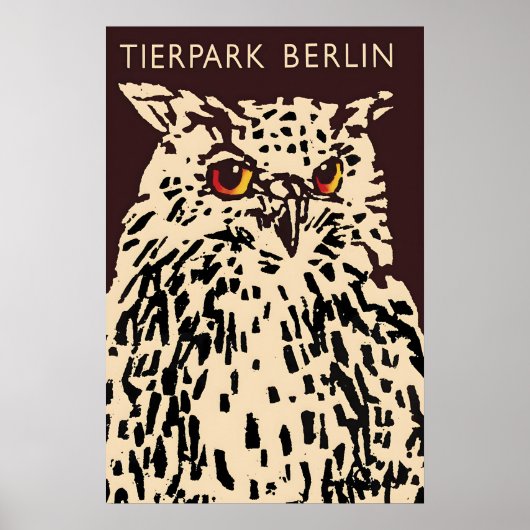 Poster Zoo Berlin (owl) Tiergarten ポスター (正面)