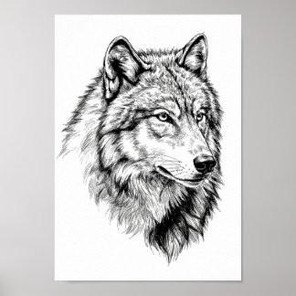 Posters Black and White Animal Portrait ポスター