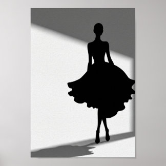 Posters Black and White Fashion Silhouette ポスター