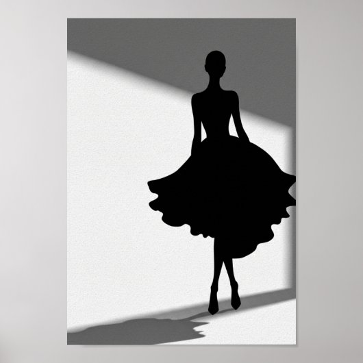 Posters Black and White Fashion Silhouette ポスター (正面)