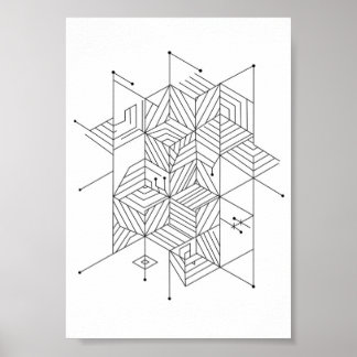 Posters Black and White Geometric Pattern ポスター
