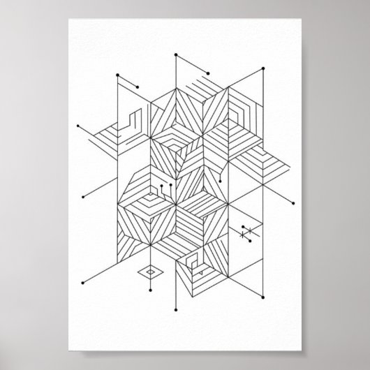 Posters Black and White Geometric Pattern ポスター (正面)