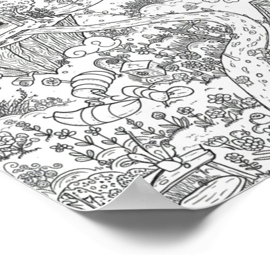 Posters Black and White Whimsical Doodle Art ポスター (角)