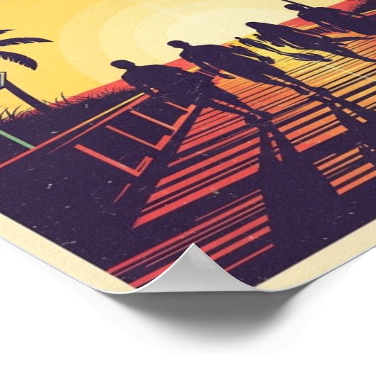 Posters Vintage Beach Sunset Print ポスター (角)