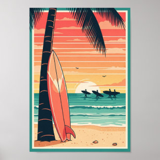 Posters Vintage Beach Surf Print ポスター