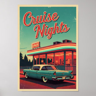 Posters Vintage Retro Car Diner Print ポスター