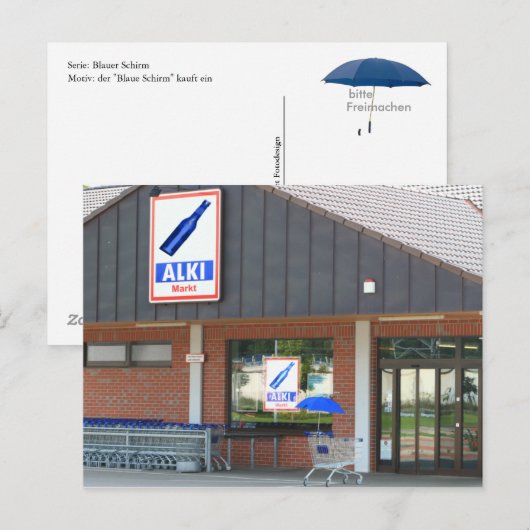 Postkarte - der "Blaue Schirm" kaft ein ポストカード (正面/裏面)