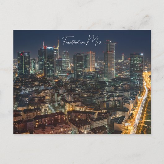 Postkarte, die Skyline Frankfurt bei Nacht ポストカード (正面)