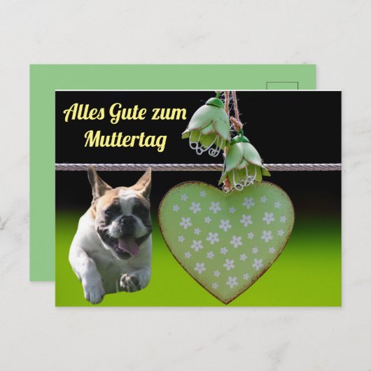 Postkarte französische Bulldogge Muttertag ポストカード (正面/裏面)