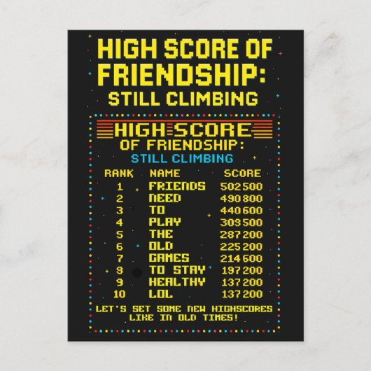 Postkarte „Friendship Highscore“ ポストカード (正面)