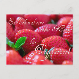 Postkarte mit Erdbeeren für Vegetarier! ポストカード