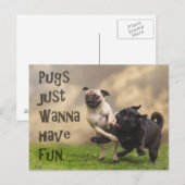 Postkarte "Pugs just wanna have fun" ポストカード (正面/裏面)