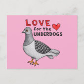 Postkarte Slogan "Love For The Underdogs" Taube ポストカード (正面)