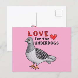 Postkarte Slogan "Love For The Underdogs" Taube ポストカード