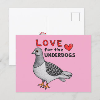 Postkarte Slogan "Love For The Underdogs" Taube ポストカード