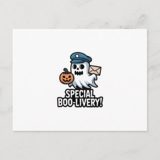 Postman Boo – Spooky Cute Halloween Ghost Delivery インビテーションポストカード