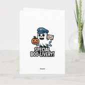 Postman Boo – Spooky Cute Halloween Ghost Delivery カード (裏面)
