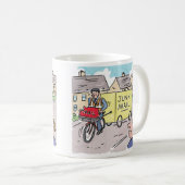 Postman with Junk Mail Cartoon. コーヒーマグカップ (正面右)