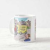 Postman with Junk Mail Cartoon. コーヒーマグカップ (正面左)