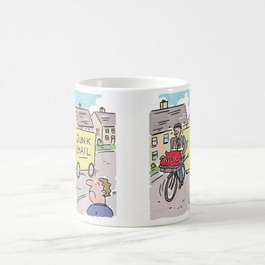 Postman with Junk Mail Cartoon. コーヒーマグカップ (中央)