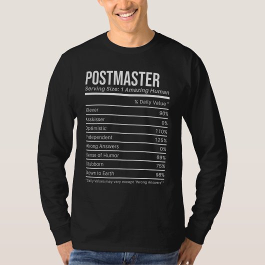 postmaster Nutritional Values  Nutrition Facts Tシャツ (正面)