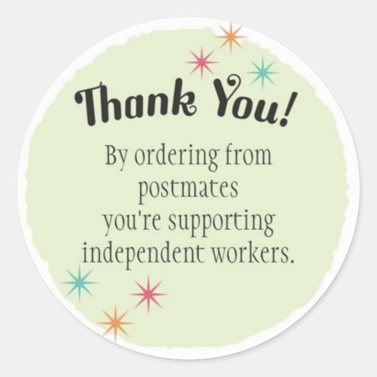 Postmate Thank You ラウンドシール (正面)