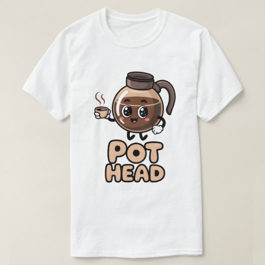 Pot Head Cute Kawaii Cafe Funny Coffee Lover Gift Tシャツ (デザイン正面)