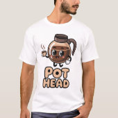 Pot Head Cute Kawaii Cafe Funny Coffee Lover Gift Tシャツ (正面)