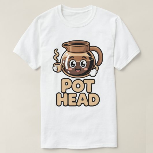 Pot Head Cute Kawaii Cafe Funny Coffee Lover Gift Tシャツ (デザイン正面)