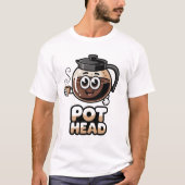 Pot Head Cute Kawaii Cafe Funny Coffee Lover Gift Tシャツ (正面)
