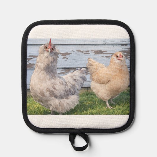 Pot Holder Two Chickens Farmhouse 鍋敷き (正面)