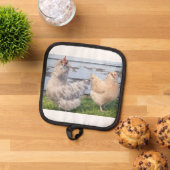 Pot Holder Two Chickens Farmhouse 鍋敷き (トップダウン)