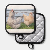 Pot Holder Two Chickens Farmhouse 鍋敷き (正面/裏面)
