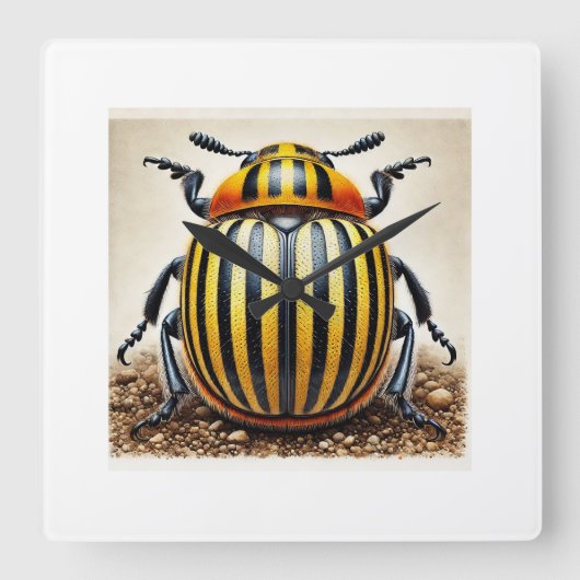 Potato beetle Leptinotarsa decemlineata 310824IREF スクエア壁時計 (正面)